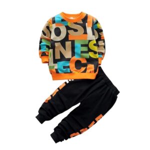 Boy's Cotton full Sleeves Printed Sweatshirt and Pant Set in Multi Color
