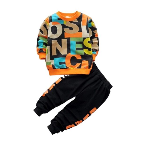 Boy's Cotton full Sleeves Printed Sweatshirt and Pant Set in Multi Color