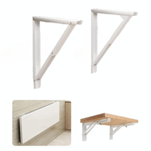 Folding Hinge Brackets Wall Mounted collapsable Home and Offce(Only Brackets with Screws and Screw Plugs) (White,16 inch Bracket)