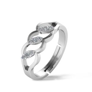 Pure 925 Sterling Silver Ring Rhodium Plated Minimal Jewelry Hallmark with Size Adjustable Birthday Anniversary Gift for Women and Girls Rings CZ AAA+ Diamond(Variation-R-002)