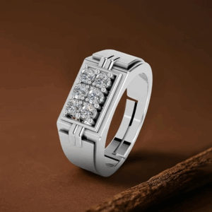 Pure 925 Sterling Silver Ring Rhodium Plated Minimal Jewelry Hallmark with Size Adjustable Birthday Anniversary Gift for Mens Rings CZ AAA+ Diamond(Variation-MR-01)