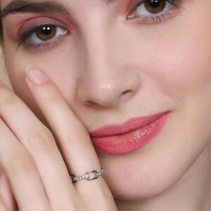 Pure 925 Sterling Silver Ring Rhodium Plated Minimal Jewelry Hallmark with Size Adjustable Birthday Anniversary Gift for Women and Girls Rings