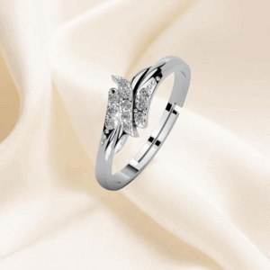 Pure 925 Sterling Silver Ring Rhodium Plated Minimal Jewelry Hallmark with Size Adjustable Birthday Anniversary Gift for Women and Girls Rings CZ AAA+ Diamond(Variation-R-07)