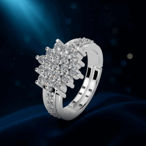 Pure 925 Sterling Silver Ring Rhodium Plated Minimal Jewelry Hallmark with Size Adjustable Birthday Anniversary Gift for Women and Girls Rings CZ AAA+ Diamond(Variation-R-07)