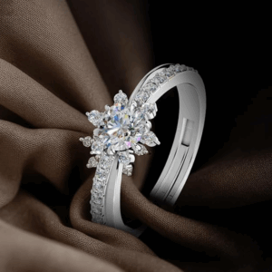 Pure 925 Sterling Silver Ring Rhodium Plated Minimal Jewelry Hallmark with Size Adjustable Birthday Anniversary Gift for Women and Girls Rings CZ AAA+ Diamond(Variation-R-08)