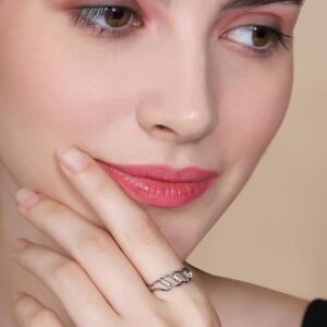 Pure 925 Sterling Silver Ring Rhodium Plated Minimal Jewelry Hallmark with Size Adjustable Birthday Anniversary Gift for Women and Girls Rings CZ AAA+ Diamond(Variation-R-002)