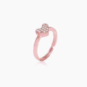 925 Silver Rose Gold I Heart You Ring, Adjustable | Gifts for Women and Girls | With Certificate of Authenticity and 925 Stamp