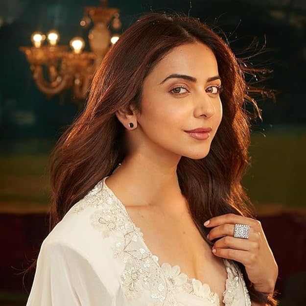 Gold Plated Contemporary Style Inspired American Diamond Embellished Square Shape Design Adjustable Statement Finger Ring for Women and Girls