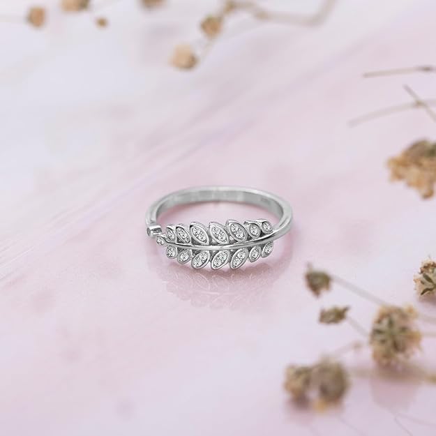 925 Pure Silver Finger Ring Rhodium Plated Minimal Ring Jewelry For Women | Gifts for Women & Girls | With Certificate of Authenticity and 925 Hallmark