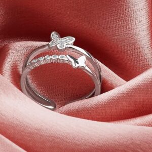 925 Silver Layered Ring Rose Gold 18k Gold Plated Rings | Stacking Ring | Statement Ring | Gifts for Women & Girls