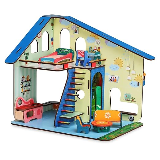 A Florists Home All Side Play Wooden Doll House for Girls & Boys DIY Paint Doll House Toy with Furniture for Kids (0 pieces)