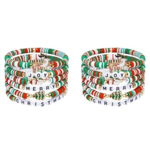 12PCS Christmas Bracelet for Girls Women Friendship Reindeer Snowmen Xmas Tree Charm Beads Set Jewellery Gifts Kids