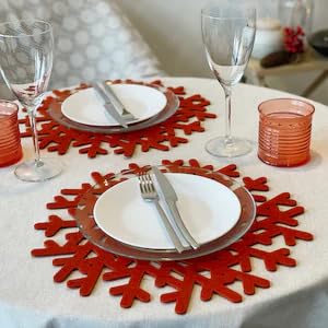 2 Christmas Placemats - Round Fir Branches Winter Decorations for Holiday Dining Table D?cor