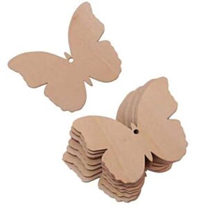 [50pcs]-[ 5cmx3.5cm]-Butterfly Wooden Pine MDF Cutouts Unfinished Tags for Key Chain,Slices Crafts,Xmas Holiday Hanging Decorations,Painting Wood Craft,MDF Plains,Resin Art Work