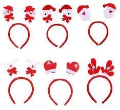 Santa's Snowman Velvet Hair Bands for Girls/Women (Pack of 2) Red