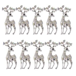 4x10pcs Crystal Lucky Deer Animal Fashion Jewelry Women Xmas Gifts | Multi-Purpose Craft Supplies | Crafting Pieces | Buttons