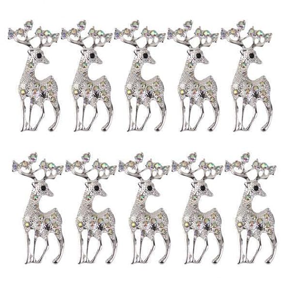 4x10pcs Crystal Lucky Deer Animal Fashion Jewelry Women Xmas Gifts | Multi-Purpose Craft Supplies | Crafting Pieces | Buttons