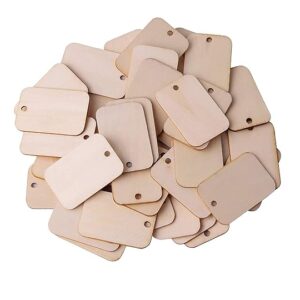 [50pcs]-[ 5cmx3.5cm]-Rectangle Wooden Pine MDF Cutouts Unfinished Tags for Key Chain,Slices Crafts,Xmas Holiday Hanging Decorations,Painting Wood Craft,MDF Plains,Resin Art Work