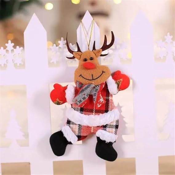 1pc Dancing Style Santa Claus for Christmas Decoration Pendant Christmas Party Background Decoration Christmas Hanging Holiday Doll Ornaments (Raindeer)
