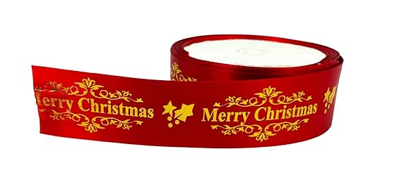 1 Roll 10 Meter 1 inch Red Merry Christmas Ribbon Roll, Plaid Wrapping Ribbon Rustic Craft for Christmas Gift Wrapping Holiday Floral Bow Wreath Xmas Tree D?cor