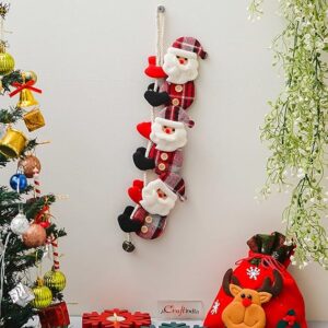 Santa Claus Snowman Climbing On Rope Merry Christmas Fabric Hanging Ornament Props|Xmas Christmas Tree Decoration Items for Home Office |White & Red Merry Christmas