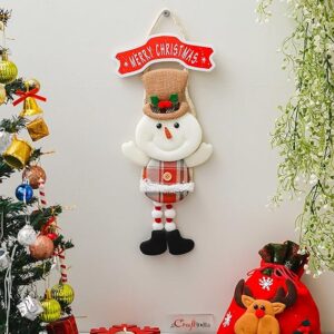 Snowman Merry Christmas Fabric Wall Door Hanging Ornament Props|Xmas Christmas Tree Decoration Items for Home Living Room Office,Multicolor