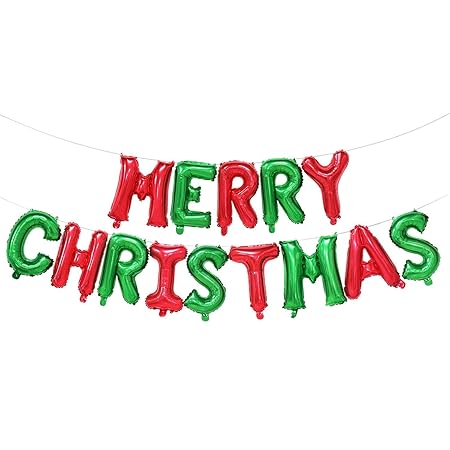 16" Red and Green Letter Merry Christmas Foil Balloon Merry Christmas Party Decoration Xmas Decor Indoor Balloon - Pack of 14 Balloons