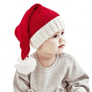 Santa Knit Hat for Kids Baby Beanie Winter Hat Family Matching Xmas Party Knitted Hat Red White, Red White, Large