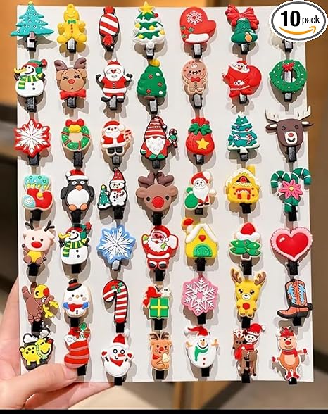 10 pcs Lovely Christmas Hair Clips Christmas Hair Accessories Gifts, Mini Christmas Tree Holiday Hair Bows, Christmas Hair Accessories for Female Reindeer Hair Clips Mini Santa Hat Clips for Girls